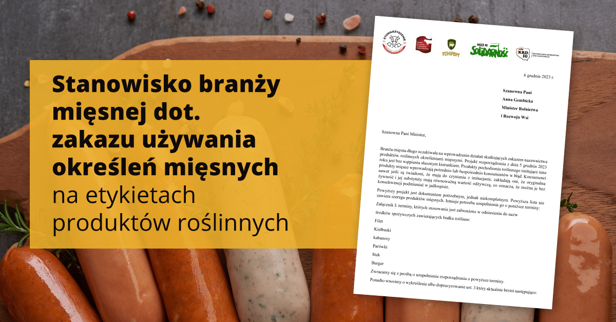 Stanowisko branży mięsnej dot. zakazu używania określeń mięsnych na